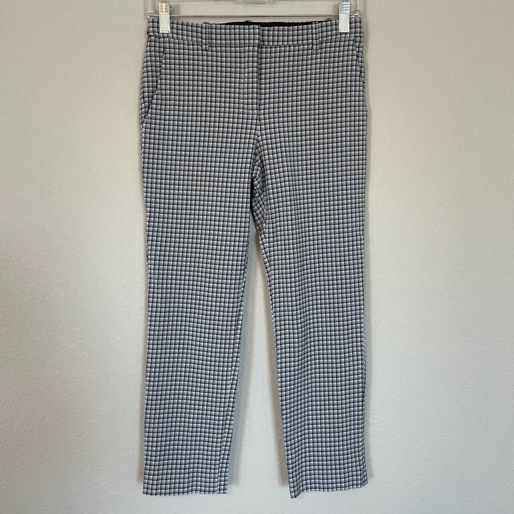 Theory Black, Blue, & White Gingham Cropped Ankle Treeca Pants - Picture 2 of 8